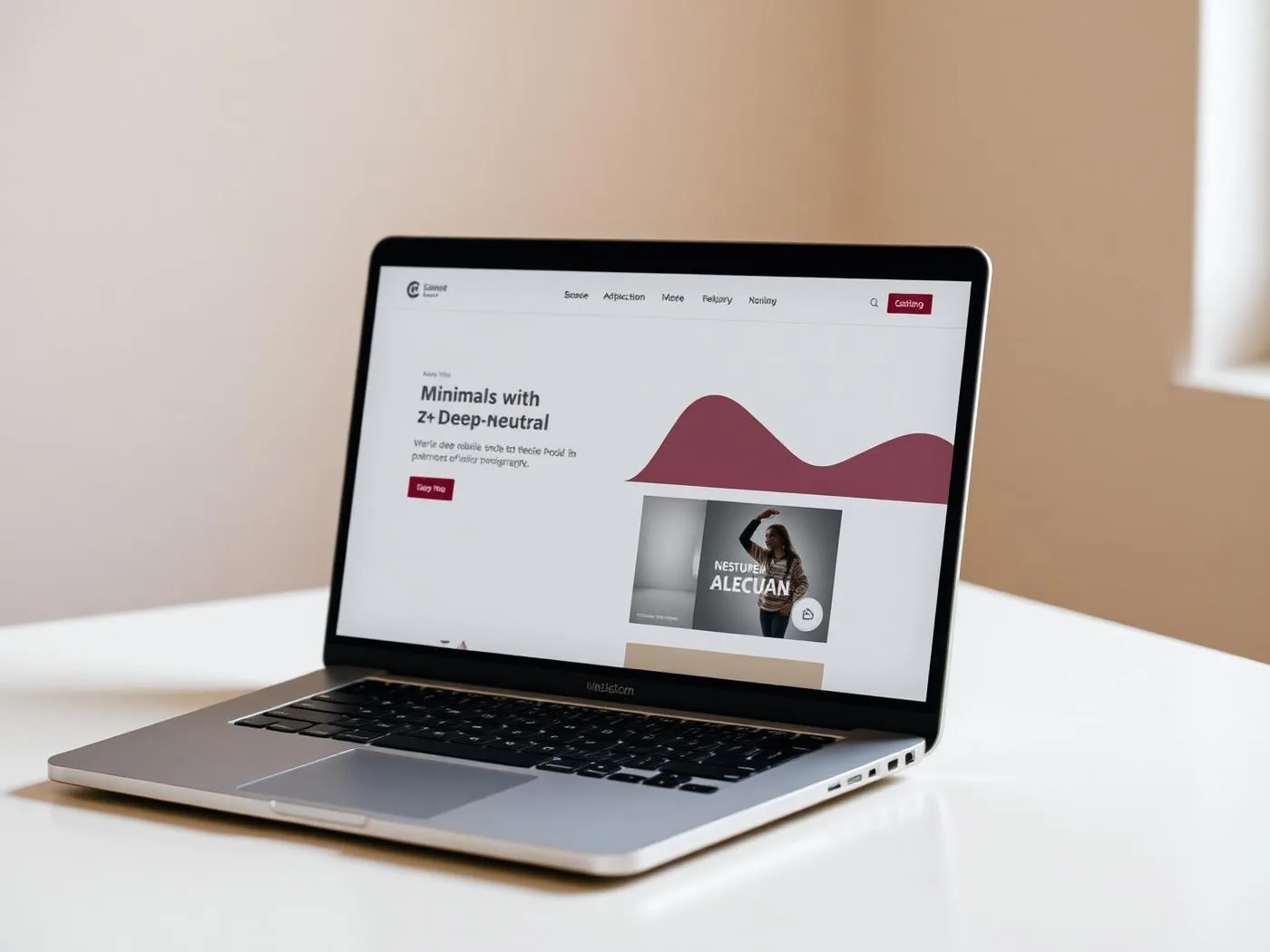 Modern website design shown on a laptop in warm light